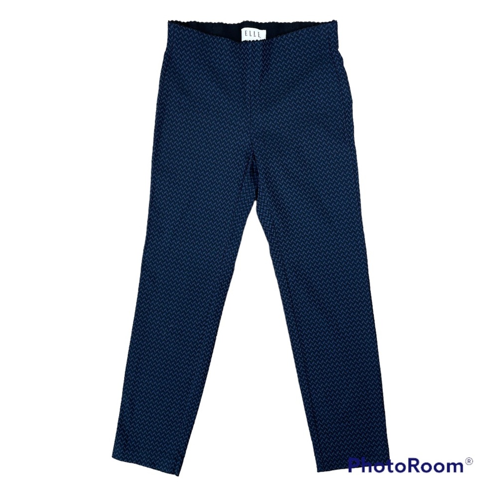 ELLE Size XS Women’s Navy Checkered Skinny Stretch Capri Work Career Pants